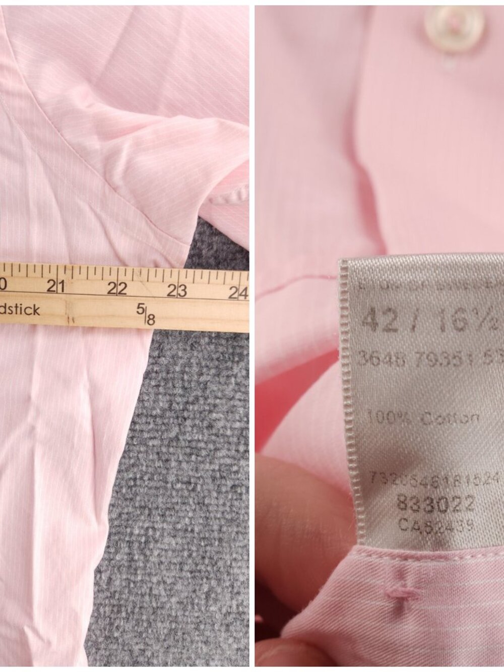 Eton Romania Pink 16.5 Striped Cotton Elegant Shirt Button Up Convertible Cuff - Picture 12 of 16